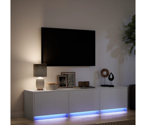 Mueble de TV con LED madera de ingeniería blanco 165x34x40 cm