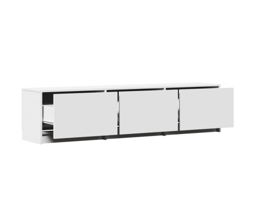 Mueble de TV con LED madera de ingeniería blanco 165x34x40 cm