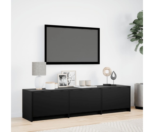 Mueble de TV con LED madera de ingeniería negro 165x34x40 cm