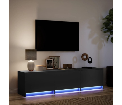 Mueble de TV con LED madera de ingeniería negro 165x34x40 cm