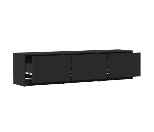 Mueble de TV con LED madera de ingeniería negro 165x34x40 cm