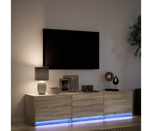 Mueble de TV LED madera de ingeniería roble Sonoma 165x34x40 cm