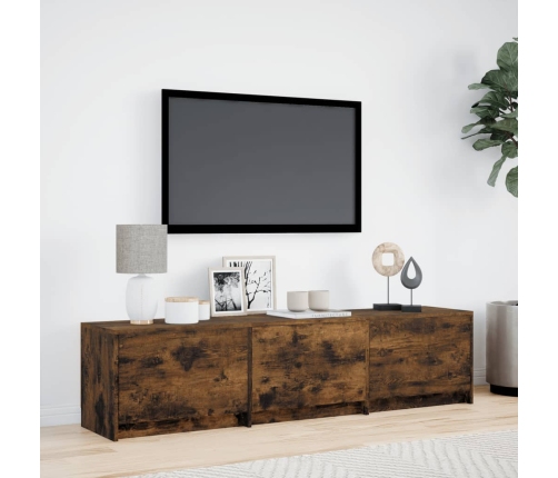 Mueble de TV LED madera ingeniería roble ahumado 165x34x40 cm