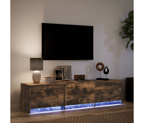 Mueble de TV LED madera ingeniería roble ahumado 165x34x40 cm