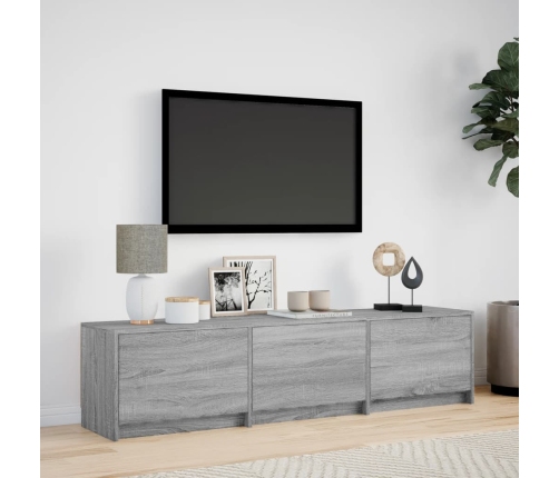 Mueble de TV con LED madera ingeniería gris Sonoma 165x34x40 cm