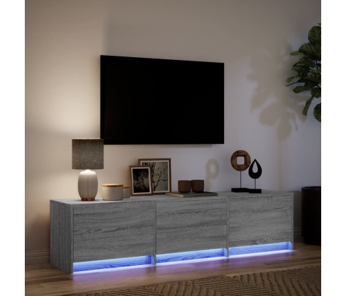 Mueble de TV con LED madera ingeniería gris Sonoma 165x34x40 cm