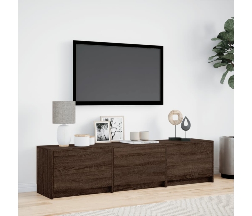 Mueble de TV LED madera ingeniería marrón roble 165x34x40 cm