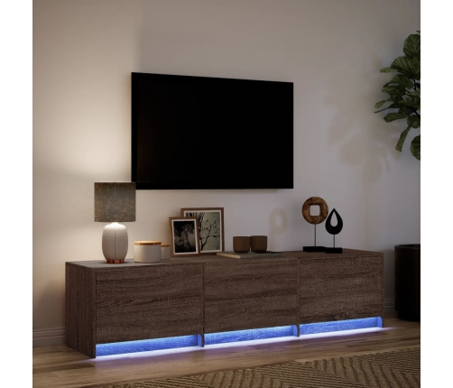 Mueble de TV LED madera ingeniería marrón roble 165x34x40 cm