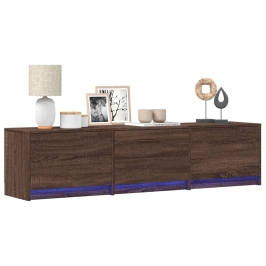 Mueble de TV LED madera ingeniería marrón roble 165x34x40 cm