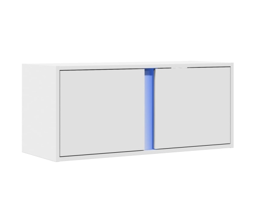 Mueble de TV de pared con luces LED blanco 80x31x35 cm