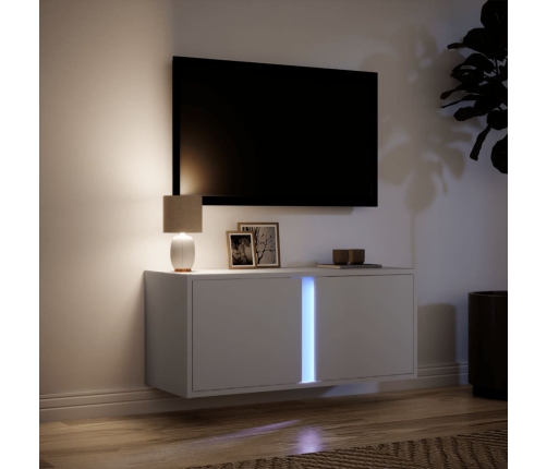 Mueble de TV de pared con luces LED blanco 80x31x35 cm