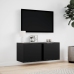 Mueble de TV de pared con luces LED negro 80x31x35 cm