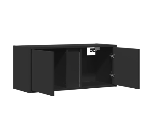 Mueble de TV de pared con luces LED negro 80x31x35 cm