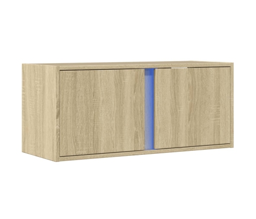 Mueble de TV de pared con luces LED roble Sonoma 80x31x35 cm