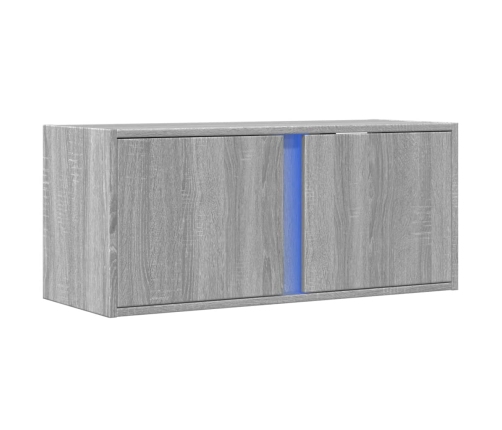 Mueble de TV de pared con luces LED gris Sonoma 80x31x35 cm