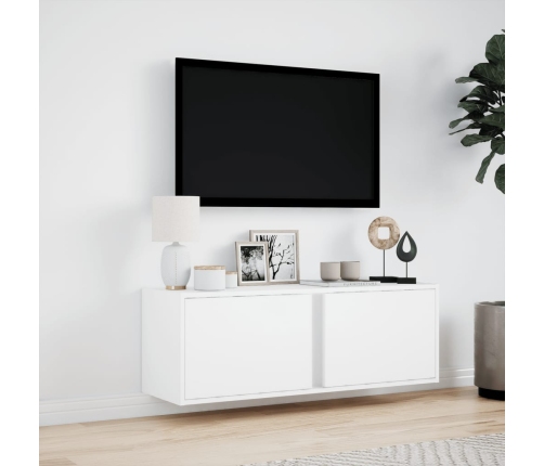 Mueble de TV de pared con luces LED blanco 100x31x35 cm