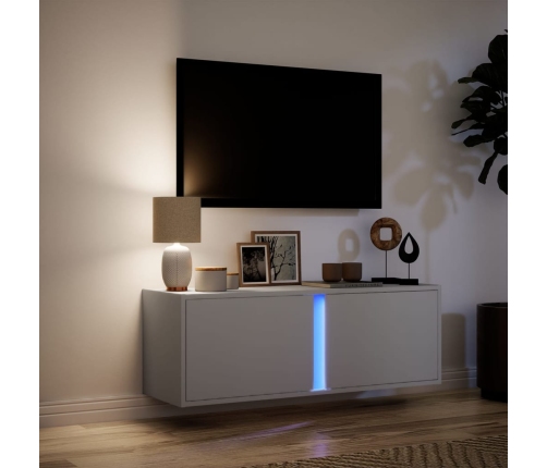 Mueble de TV de pared con luces LED blanco 100x31x35 cm