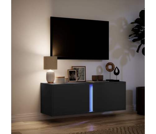 Mueble de TV de pared con luces LED negro 100x31x35 cm