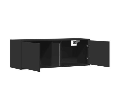 Mueble de TV de pared con luces LED negro 100x31x35 cm