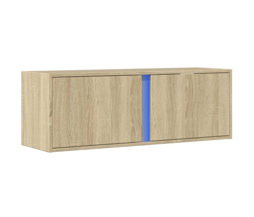 Mueble de TV de pared con luces LED roble Sonoma 100x31x35 cm