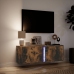 Mueble de TV de pared con luces LED roble ahumado 100x31x35 cm