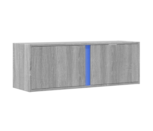 Mueble de TV de pared con luces LED gris Sonoma 100x31x35 cm