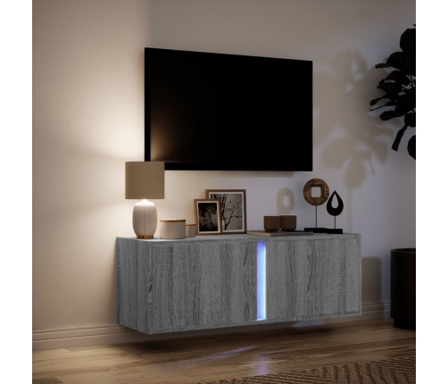 Mueble de TV de pared con luces LED gris Sonoma 100x31x35 cm