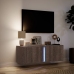 Mueble de TV de pared con luces LED marrón roble 100x31x35 cm