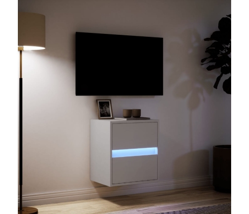 Mueble de TV de pared con luces LED blanco 41x31x45 cm