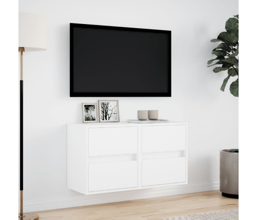 Muebles de TV de pared con luces LED 2 uds blanco 41x31x45 cm