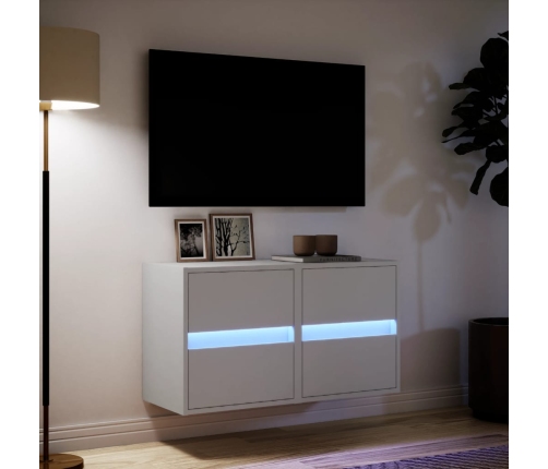 Muebles de TV de pared con luces LED 2 uds blanco 41x31x45 cm