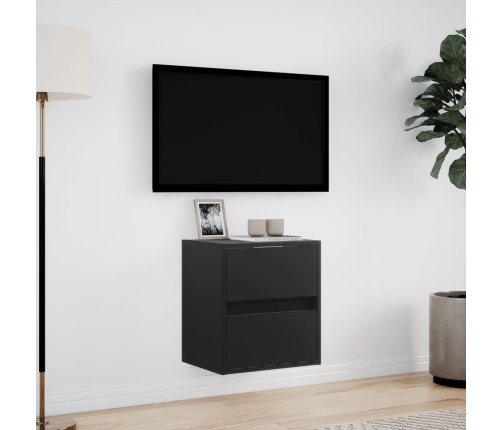 Mueble de TV de pared con luces LED negro 41x31x45 cm