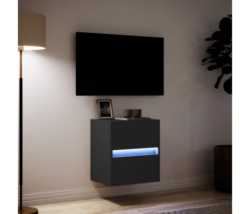 Mueble de TV de pared con luces LED negro 41x31x45 cm