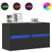 Muebles de TV de pared con luces LED 2 uds negro 41x31x45 cm