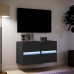 Muebles de TV de pared con luces LED 2 uds negro 41x31x45 cm