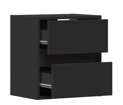 Muebles de TV de pared con luces LED 2 uds negro 41x31x45 cm