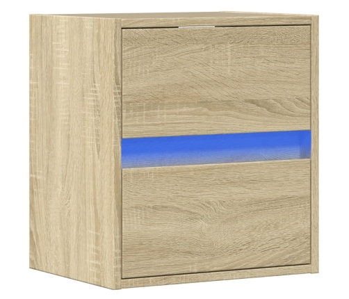 Mueble de TV de pared con luces LED roble Sonoma 41x31x45 cm