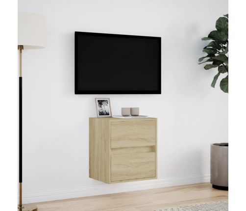 Mueble de TV de pared con luces LED roble Sonoma 41x31x45 cm