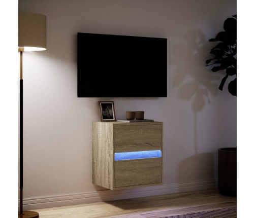 Mueble de TV de pared con luces LED roble Sonoma 41x31x45 cm