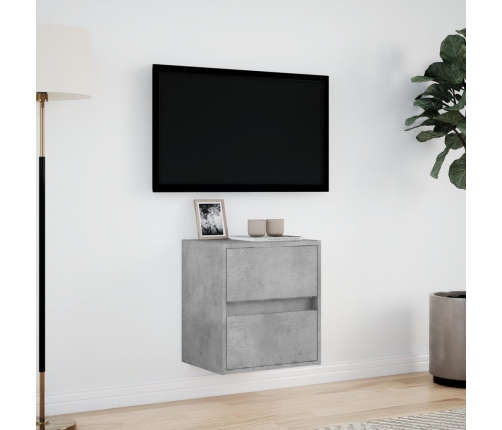 Mueble de TV de pared con luces LED gris hormigón 41x31x45 cm