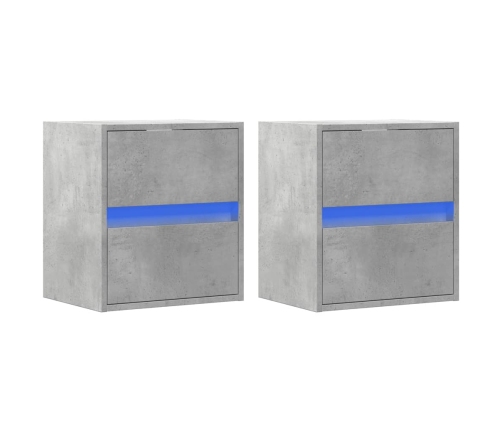 Muebles TV de pared luces LED 2 uds gris hormigón 41x31x45 cm