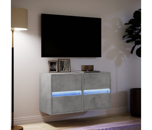 Muebles TV de pared luces LED 2 uds gris hormigón 41x31x45 cm