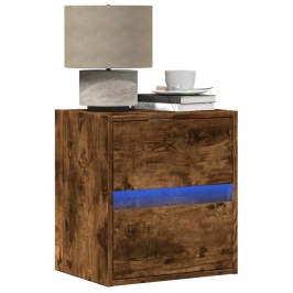 Mueble de TV de pared con luces LED roble ahumado 41x31x45 cm