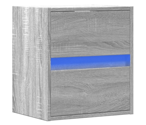 Mueble de TV de pared con luces LED gris Sonoma 41x31x45 cm