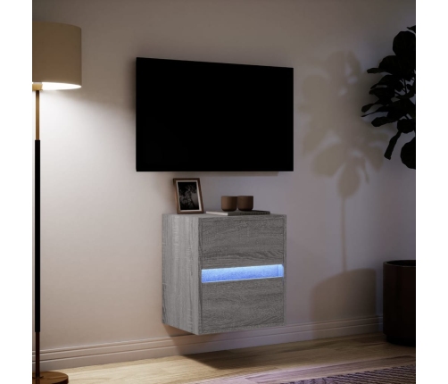 Mueble de TV de pared con luces LED gris Sonoma 41x31x45 cm