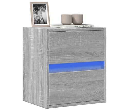 Mueble de TV de pared con luces LED gris Sonoma 41x31x45 cm