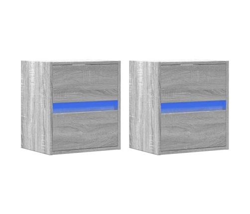 Muebles TV de pared luces LED 2 uds gris Sonoma 41x31x45 cm