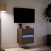 Mueble de TV de pared con luces LED marrón roble 41x31x45 cm