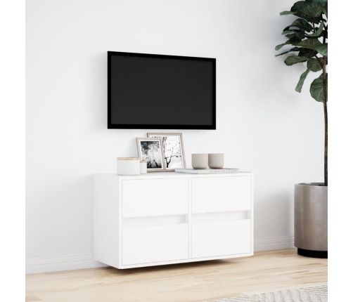 Mueble de TV de pared con luces LED blanco 80x31x45 cm