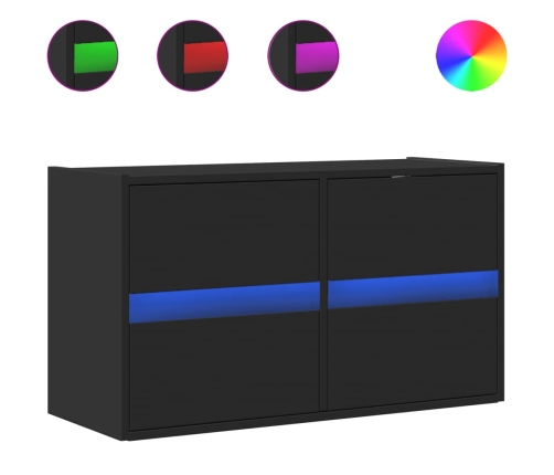 Mueble de TV de pared con luces LED negro 80x31x45 cm